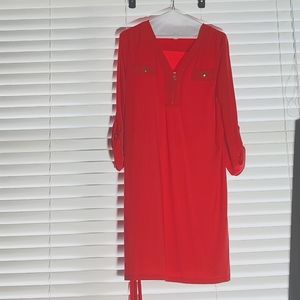 Deep Coral Shirt Dress